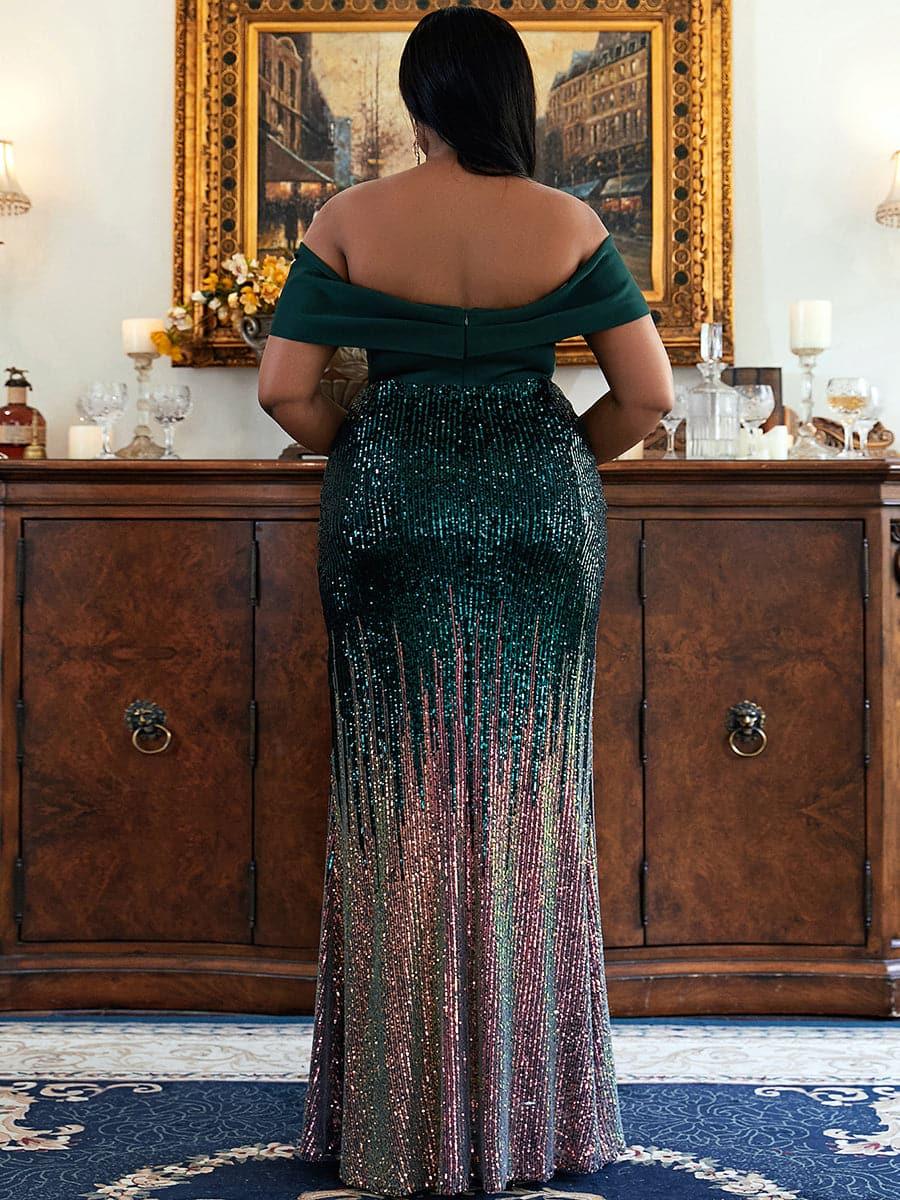 Plus Size lang, gradient paljettkjole PXH2125