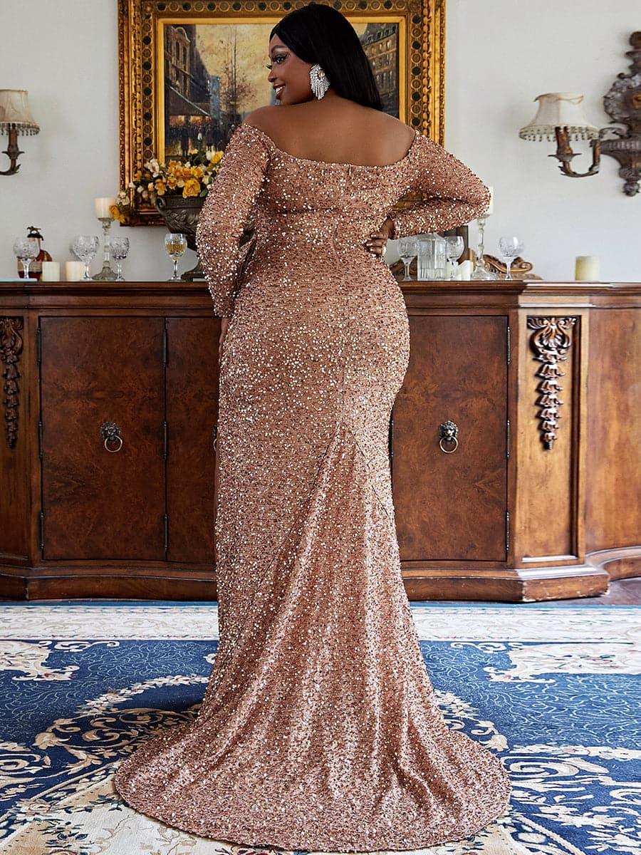 Vestido formal com nó e laço para tamanhos grandes PXH2122