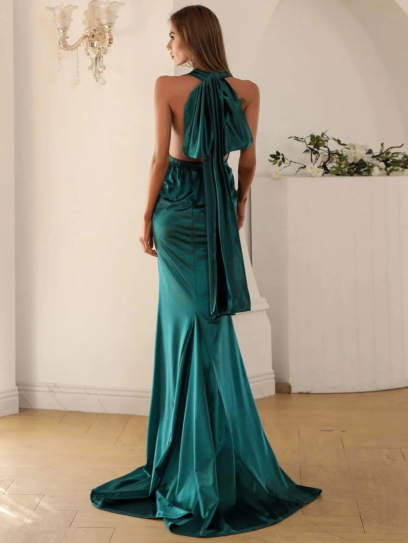 Konvertibel maxi-kjole i satin FT5035
