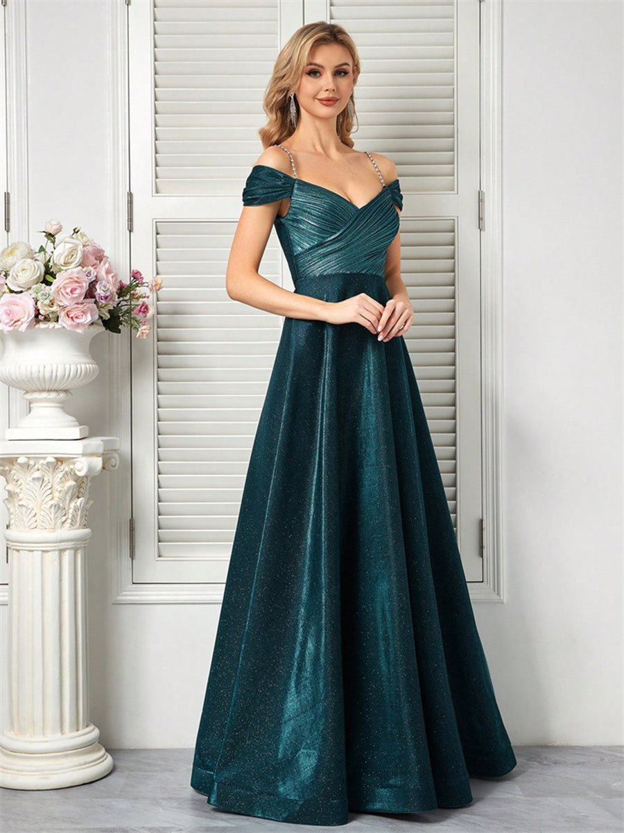 Off Shoulder Backless A-line Prom Dress XF1018