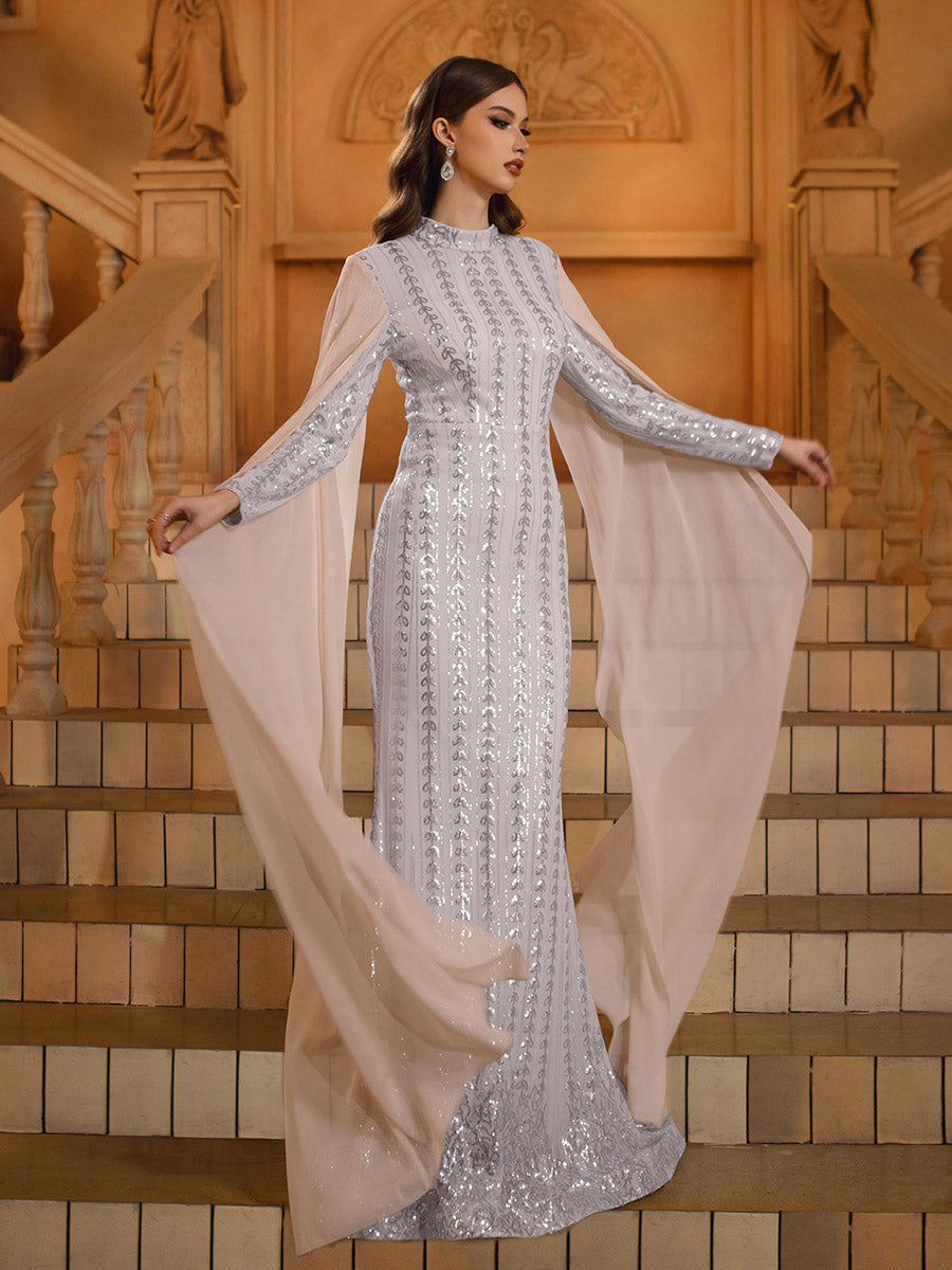Standkrave Leaf Sequin Arabian Dress MES00626