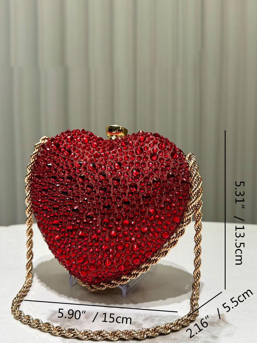 Pochettes tendance en chaîne avec strass en forme de cœur (MNBF115)
