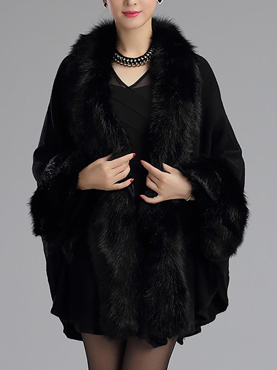 Loose Large Faux Fur Strikket Cardigan Cape MSF031
