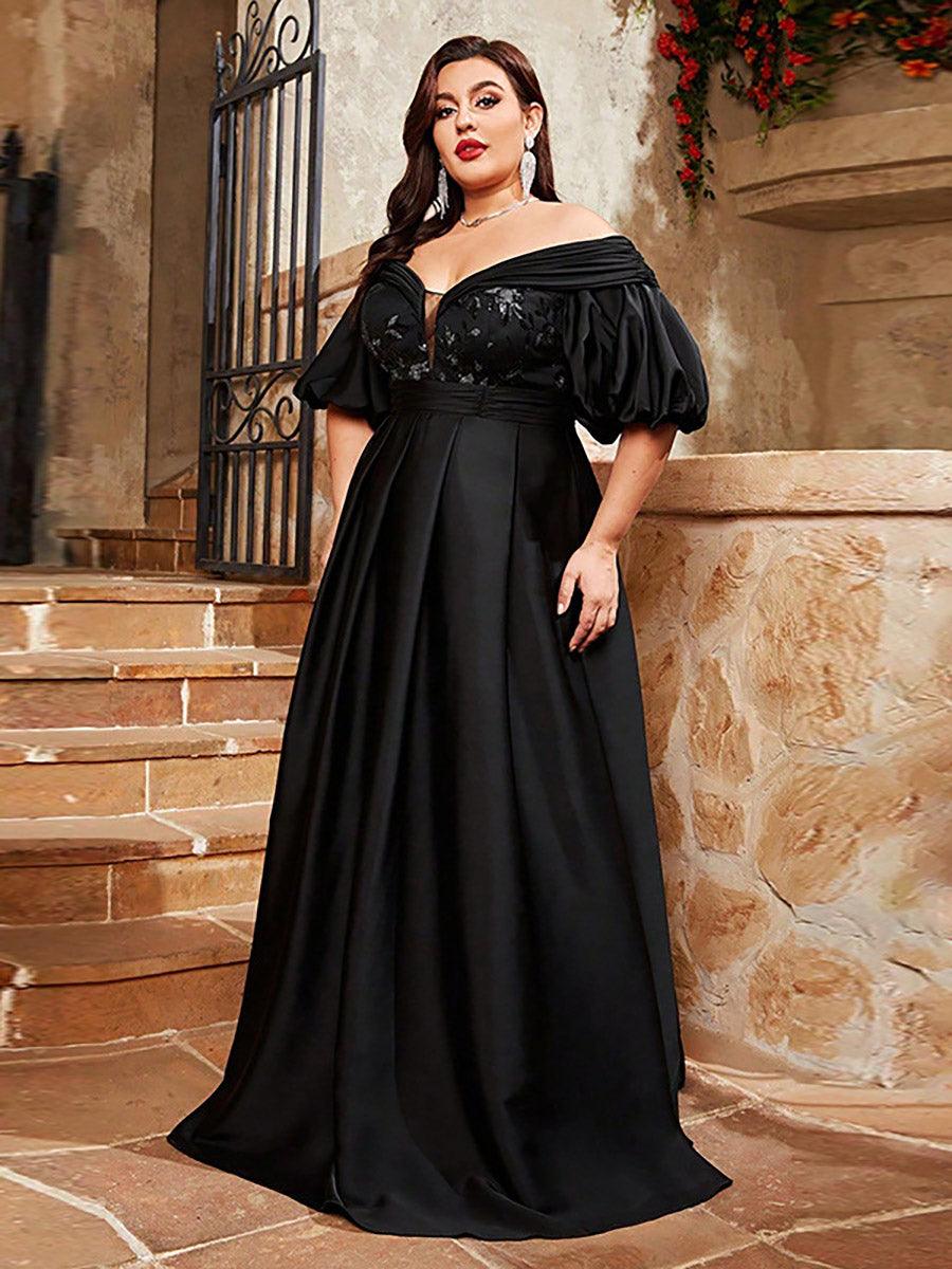 Plus Off Shoulder Swing-brodert ballkjole med broderi MCW0993