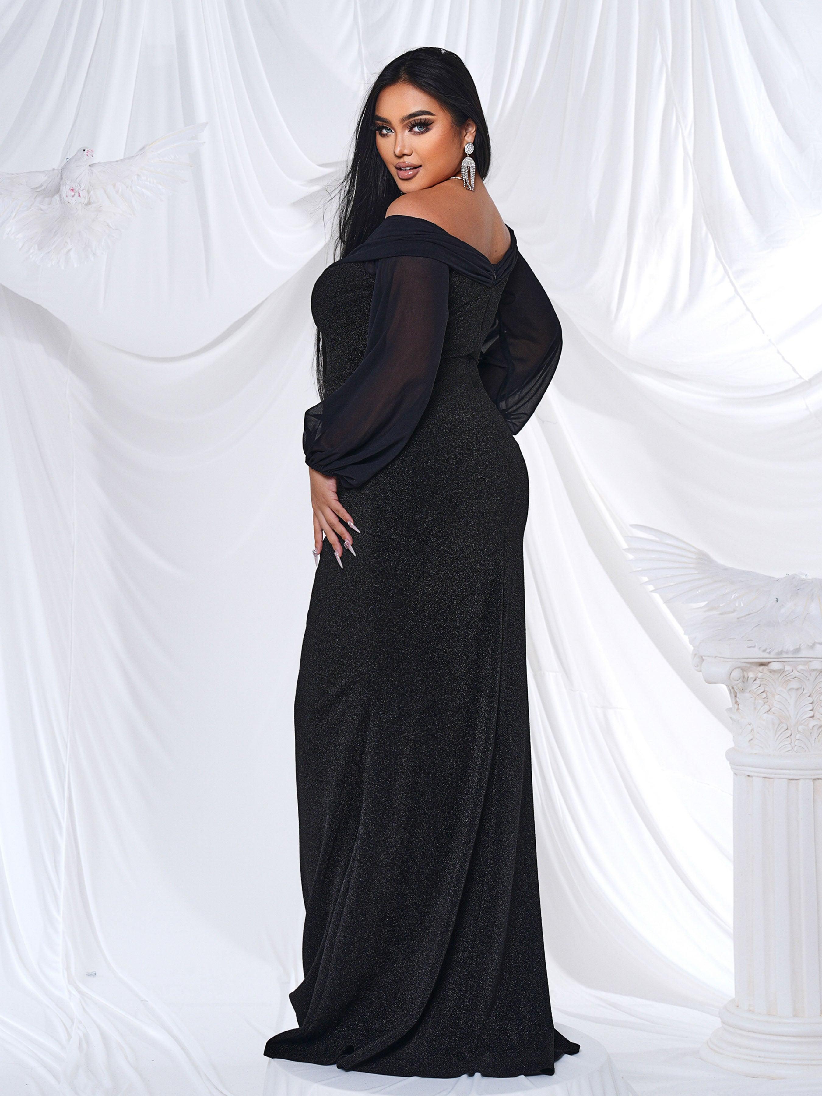 Plus Off Shoulder Mermaid Maxi Dress PRH30667