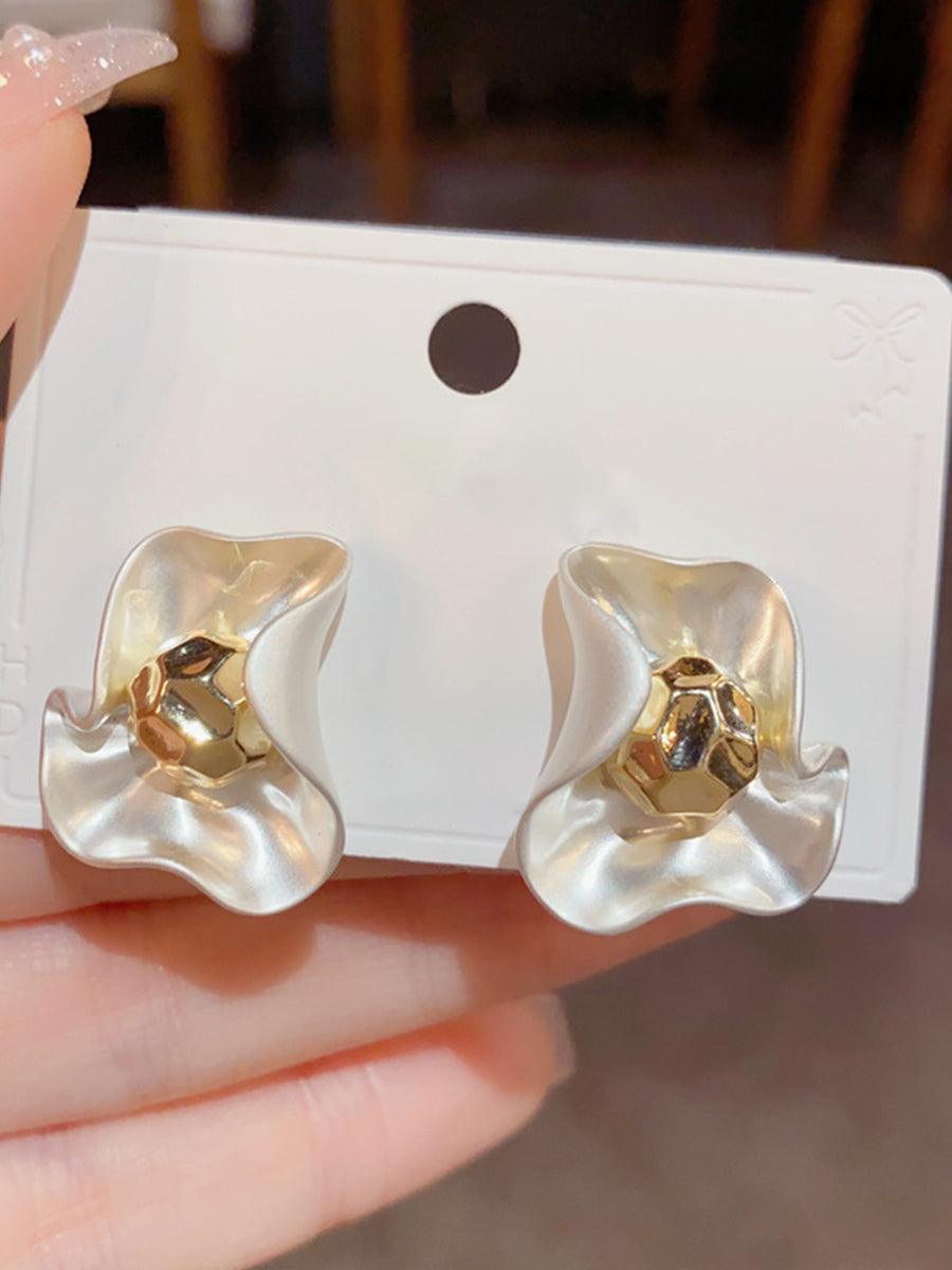 Enkle metaløreringe med blomsterblade MSE20008
