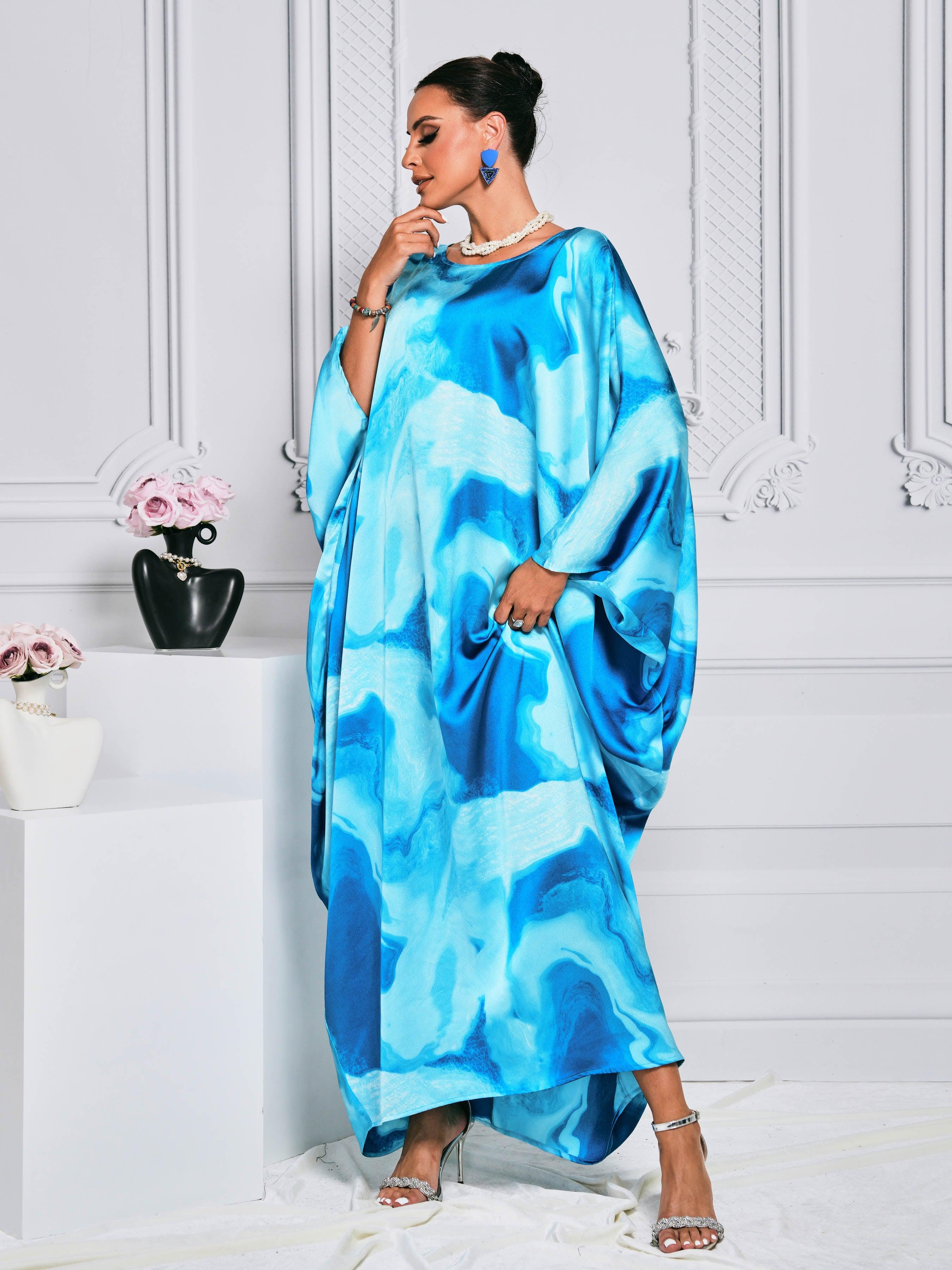 Cocoon flaggermusermet kjole i tie-dye-farge ME00171