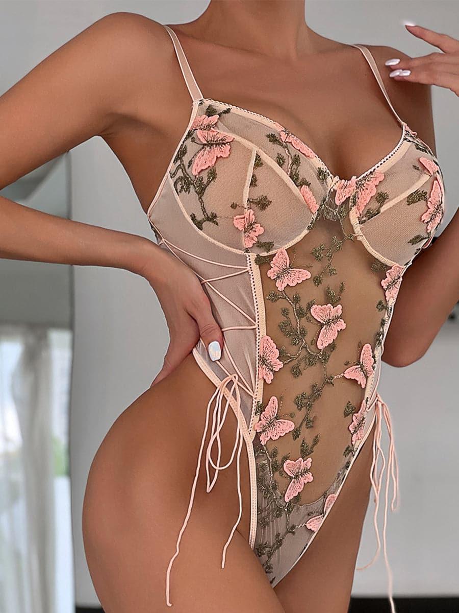 Papillon Broderie Teddy med snørebånd MSL013