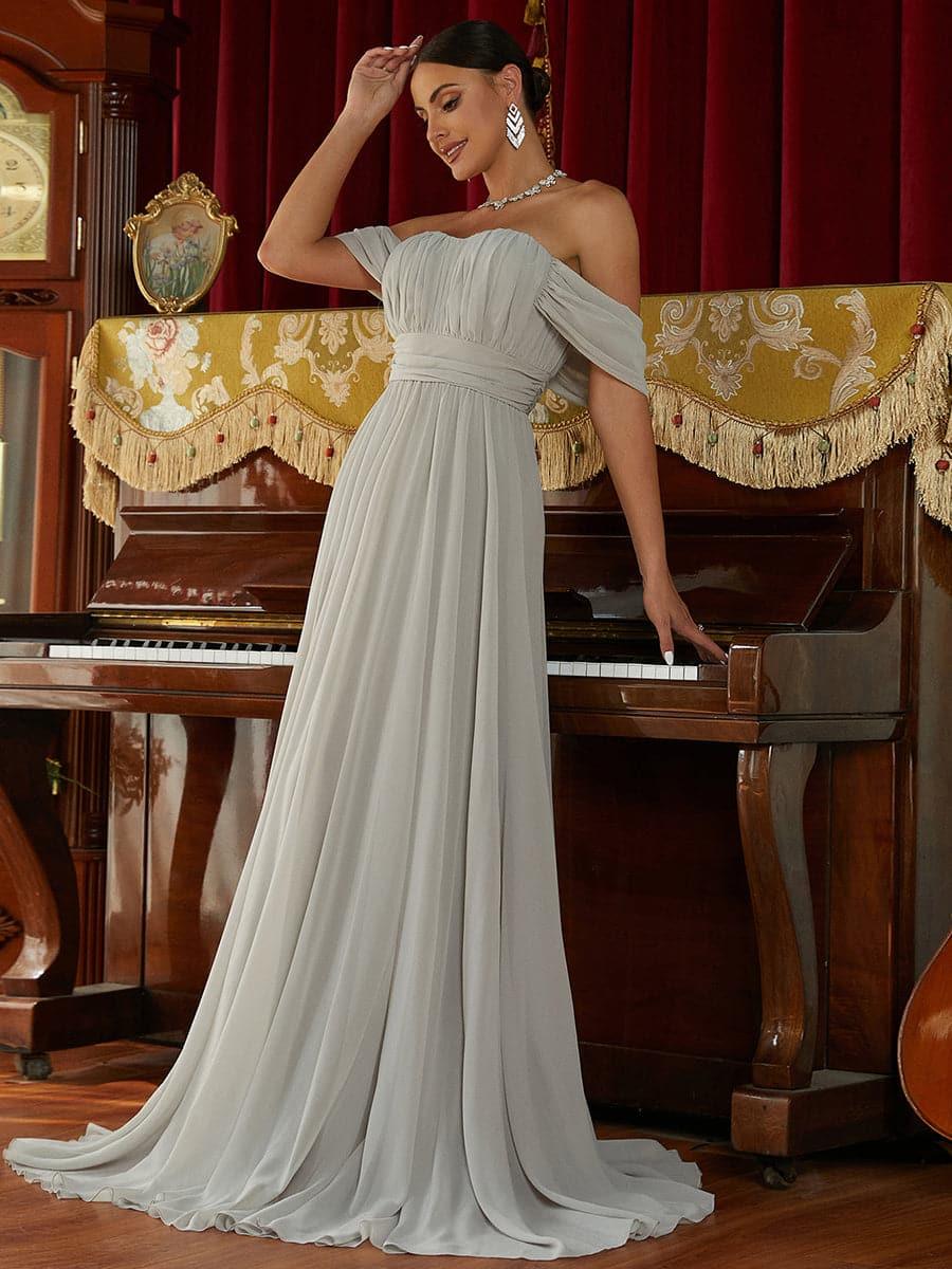 Aftenkjole med rynkete off shoulder RJ10007