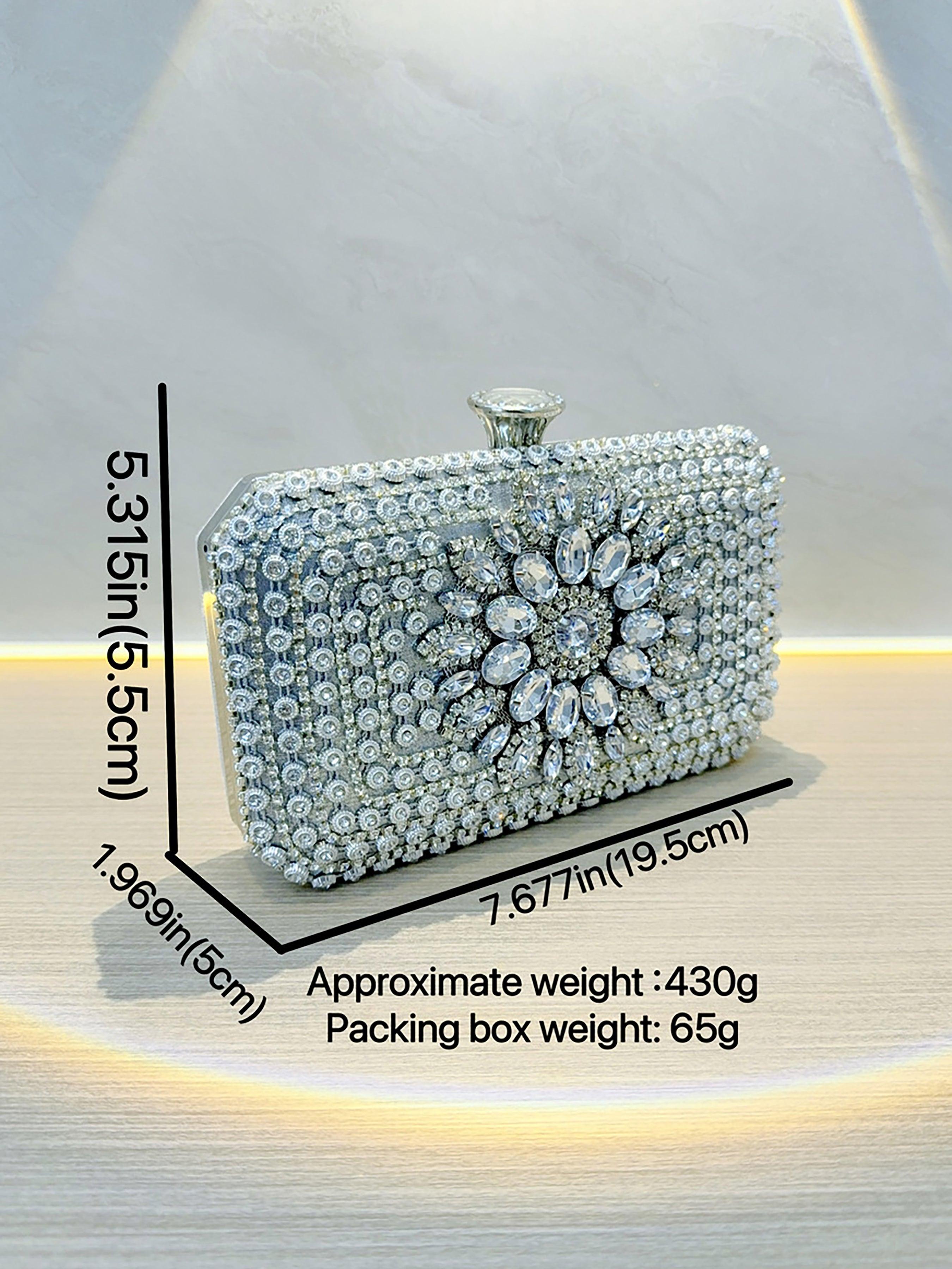 Bolsa de mão para casamento com strass e flores MNBF040