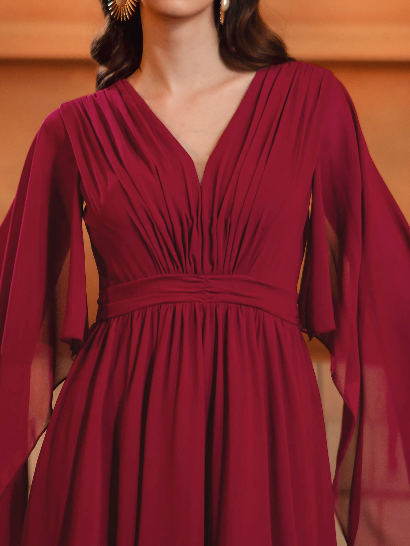 Vin Cape Sleeve V-neck Prom Dress GM00786