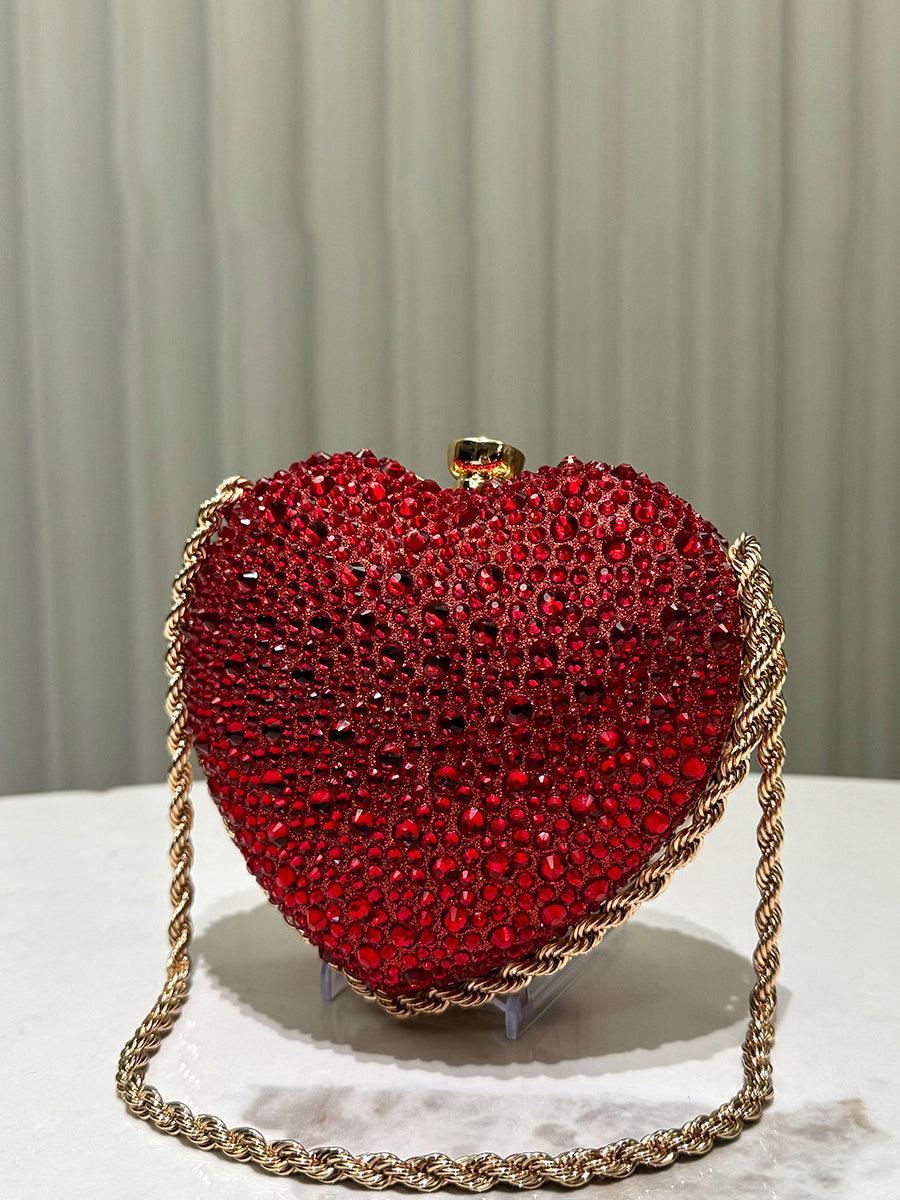 Pochettes tendance en chaîne avec strass en forme de cœur (MNBF115)