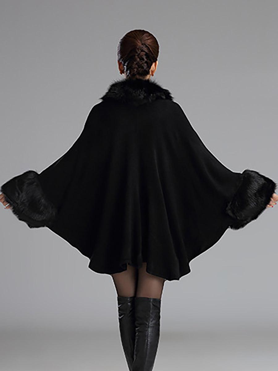 Loose Large Faux Fur Strikket Cardigan Cape MSF031