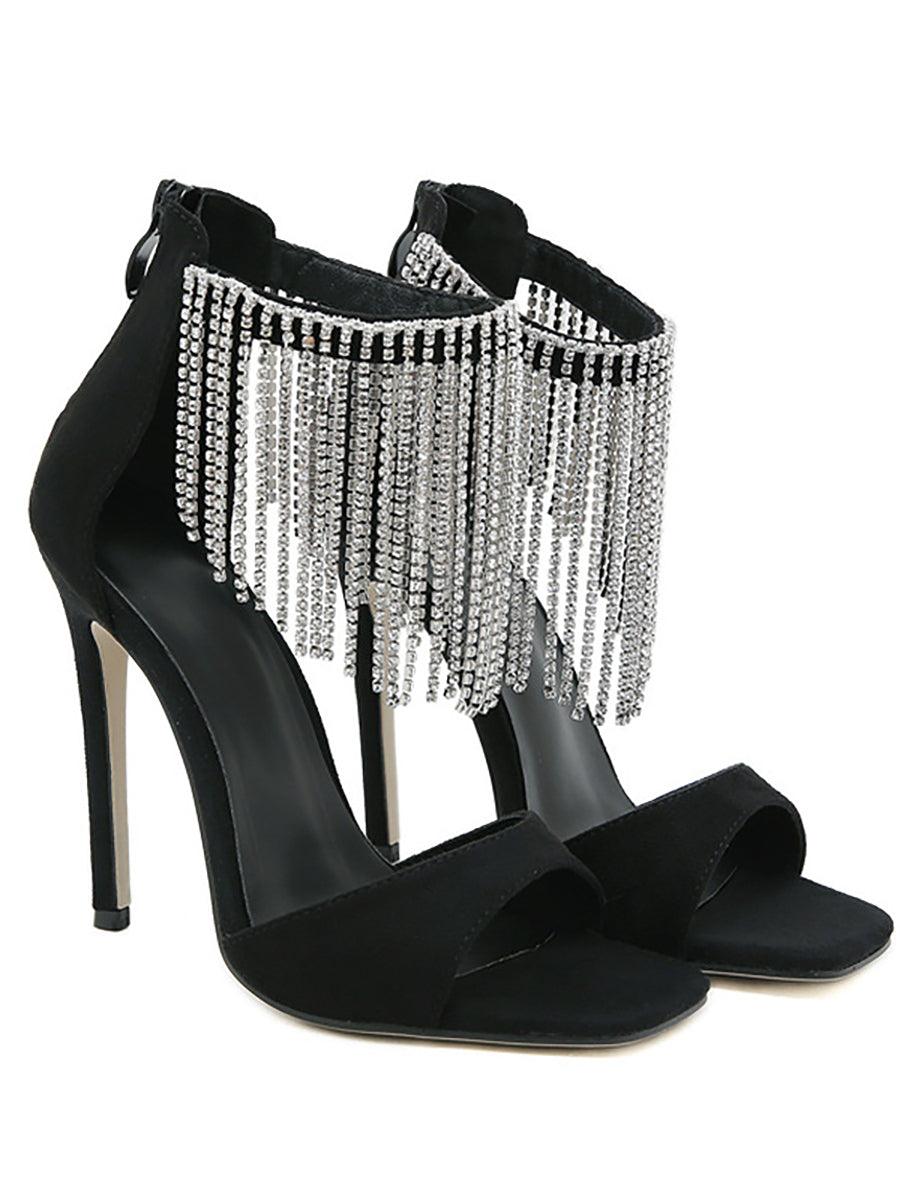 MHE1089 Rhinestone Tassel High Heel Pumps