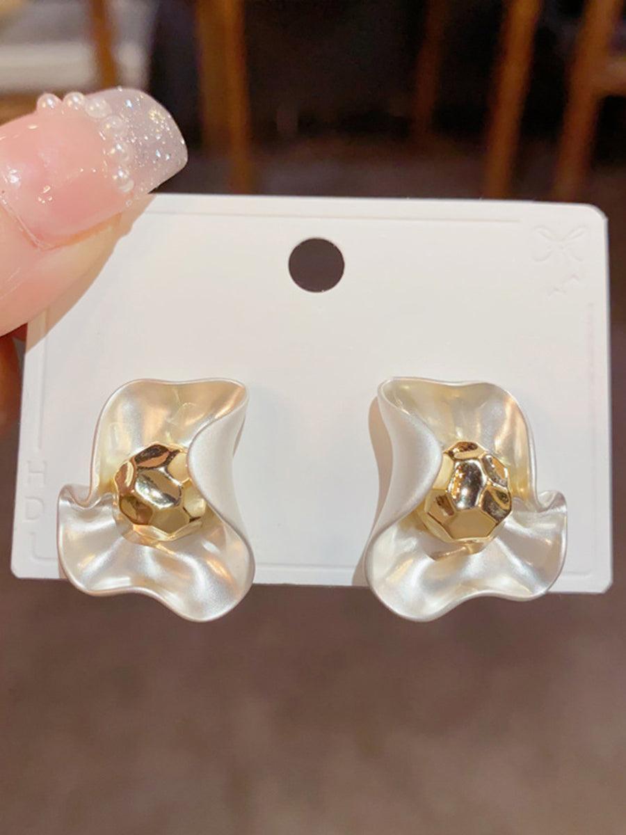 Enkle metaløreringe med blomsterblade MSE20008