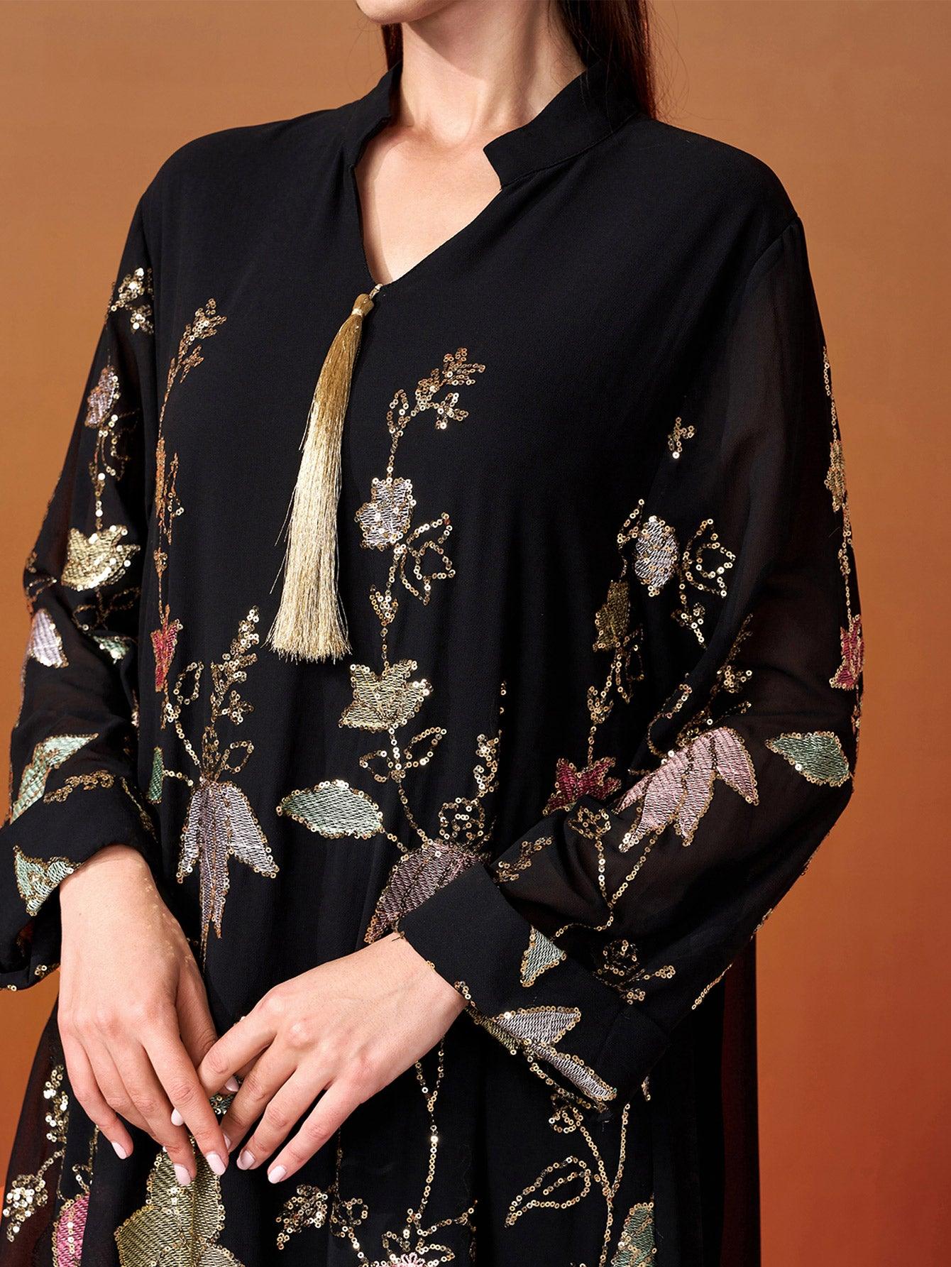 Vestido muçulmano bordado com lantejoulas MES00407