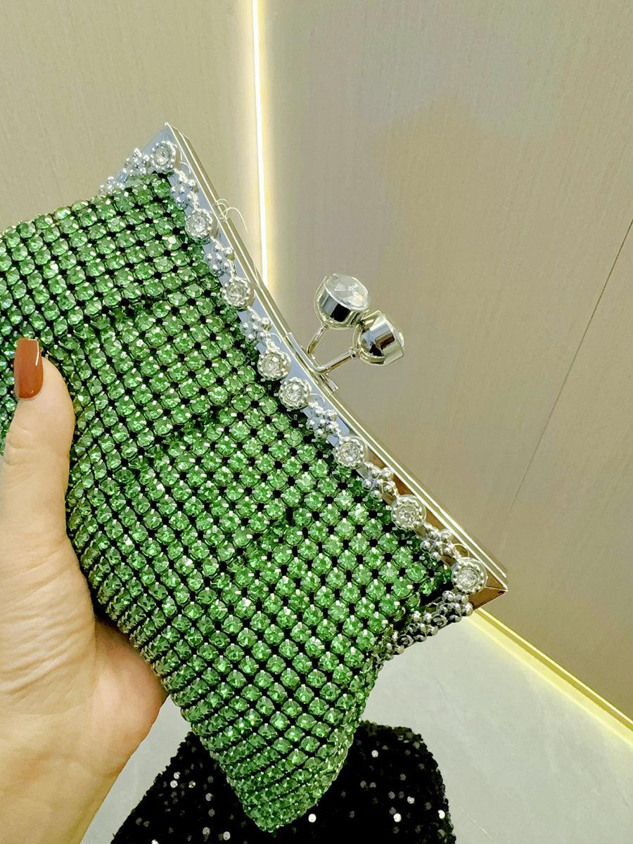 Luksuriøs plisseret clutch med rhinsten MNBF107
