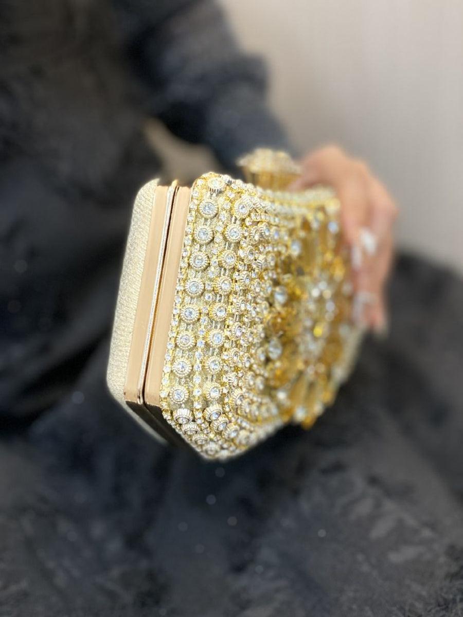 Luksuriøs clutch i gull med diamantbelegg MNBF103