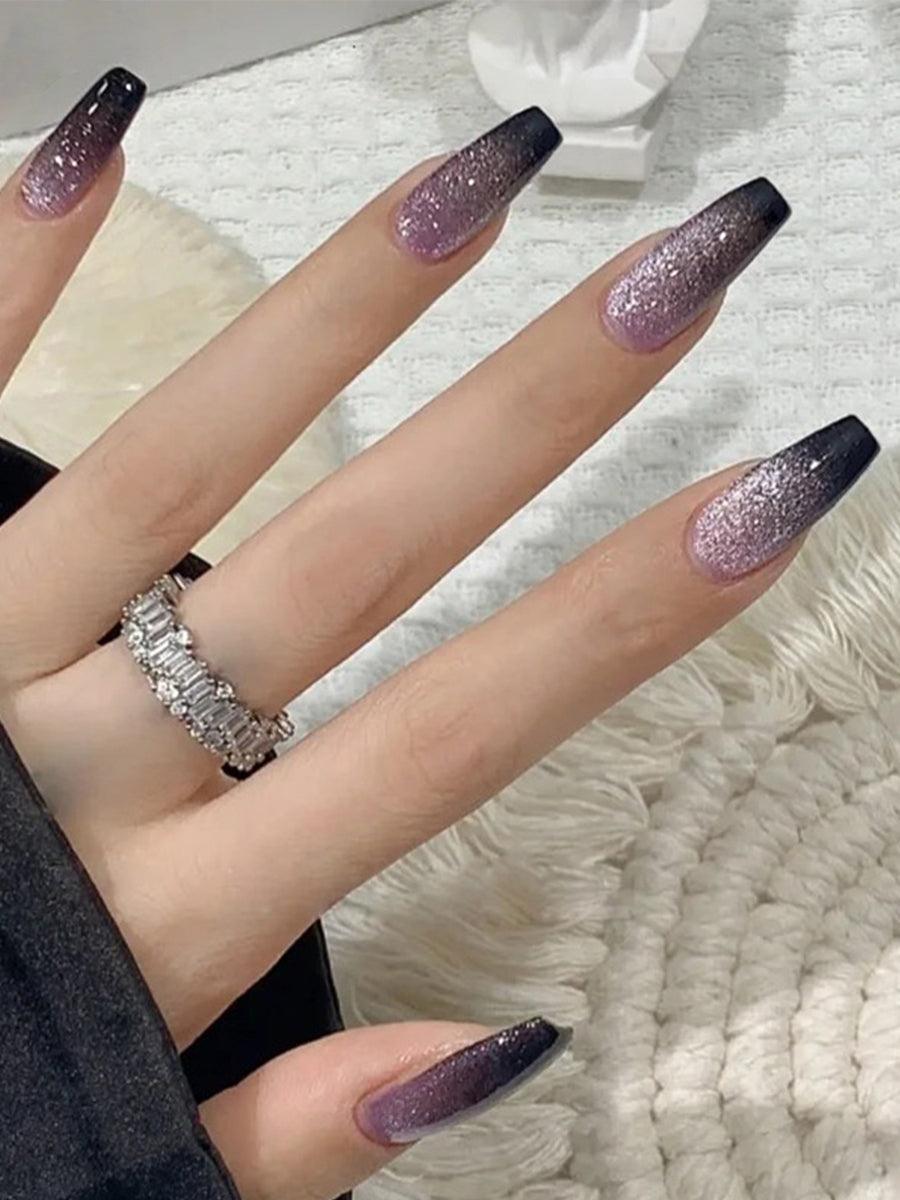 Galaxy Starlight Gradient Black Nail Art LF372