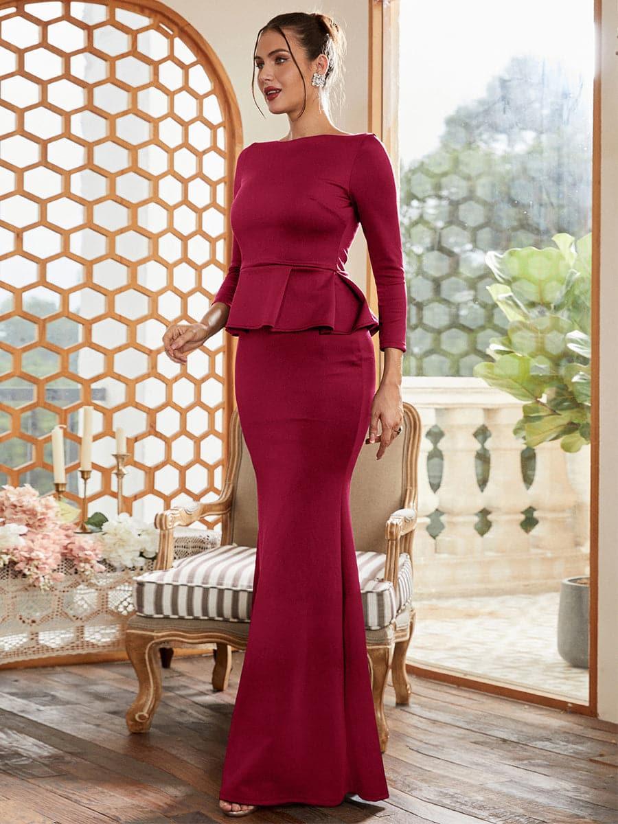 Vestido de noite sereia com gola redonda M02158