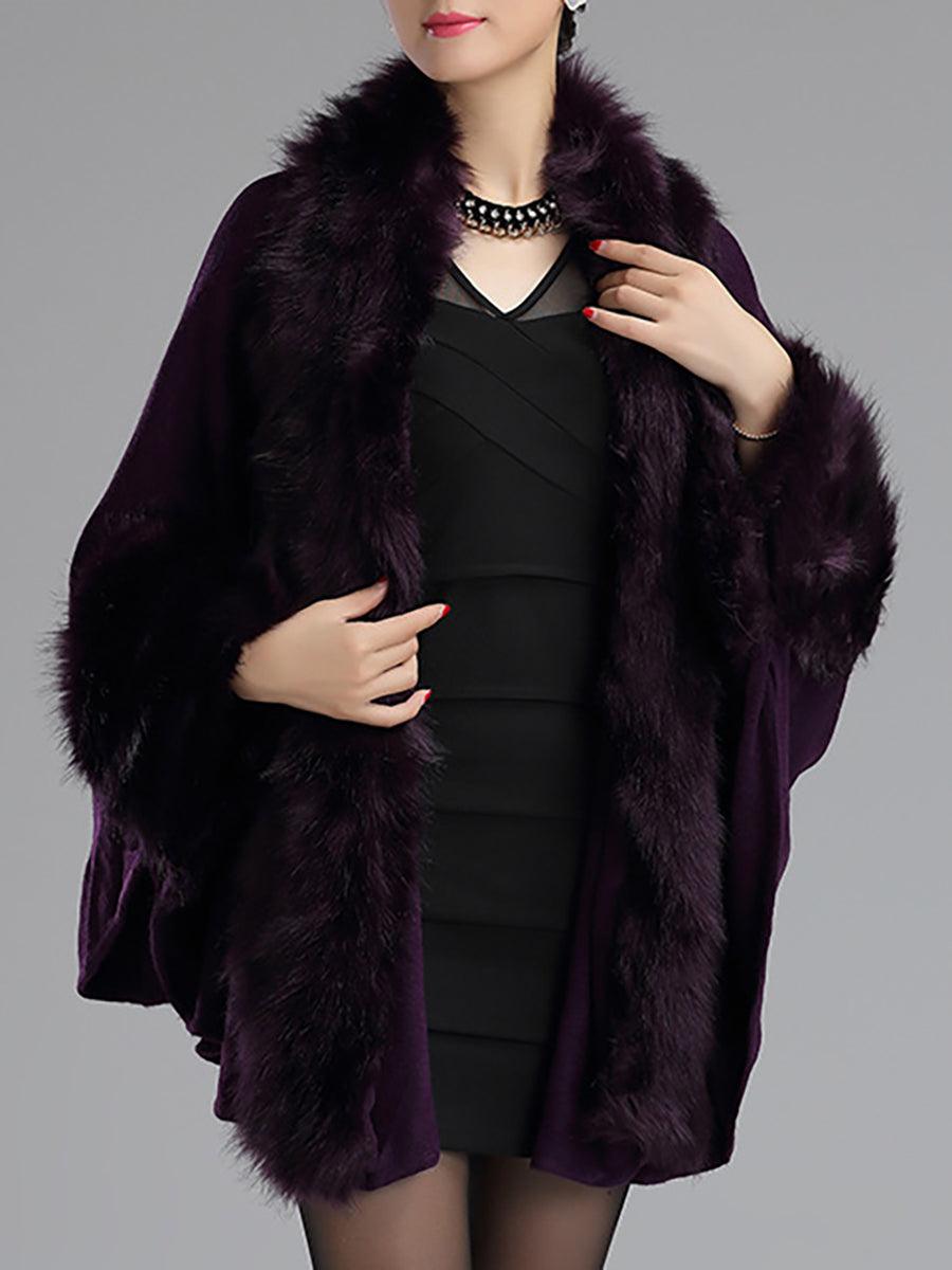 Loose Large Faux Fur Strikket Cardigan Cape MSF031