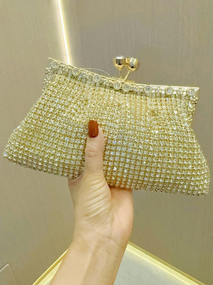 Luksuriøs plisseret clutch med rhinsten MNBF107