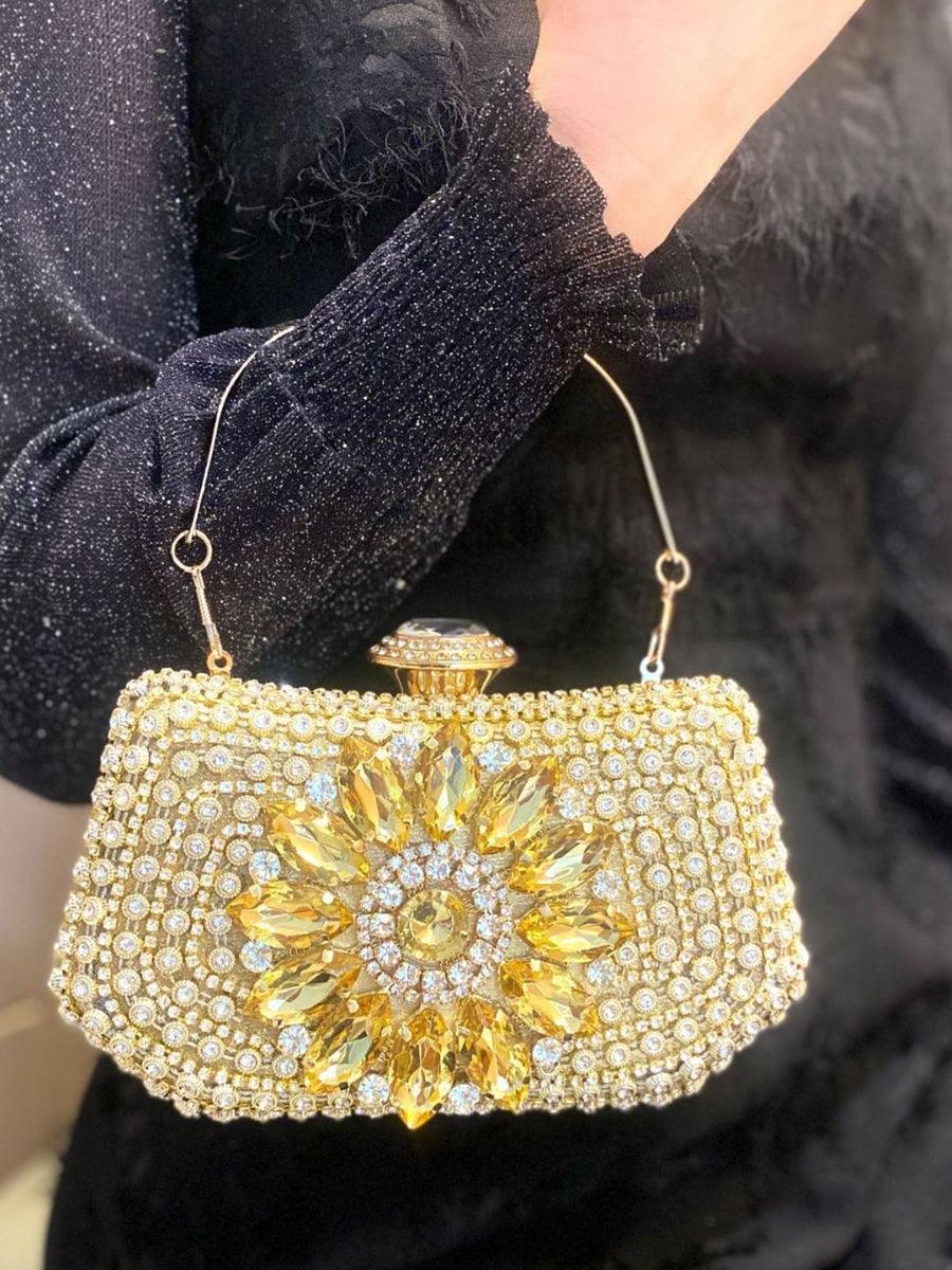 Luksuriøs clutch i gull med diamantbelegg MNBF103