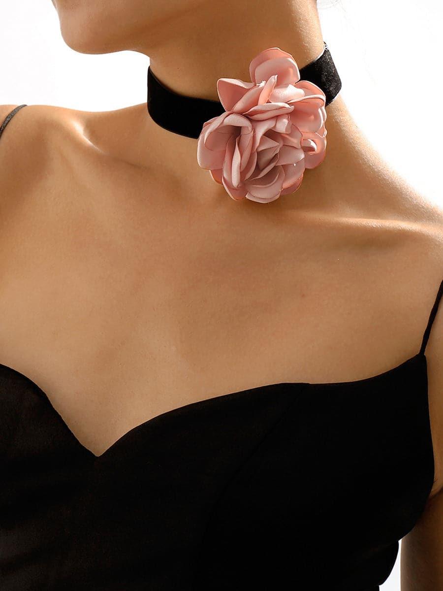 Collier ras du cou à fleurs en rosette de style chic MSE00167