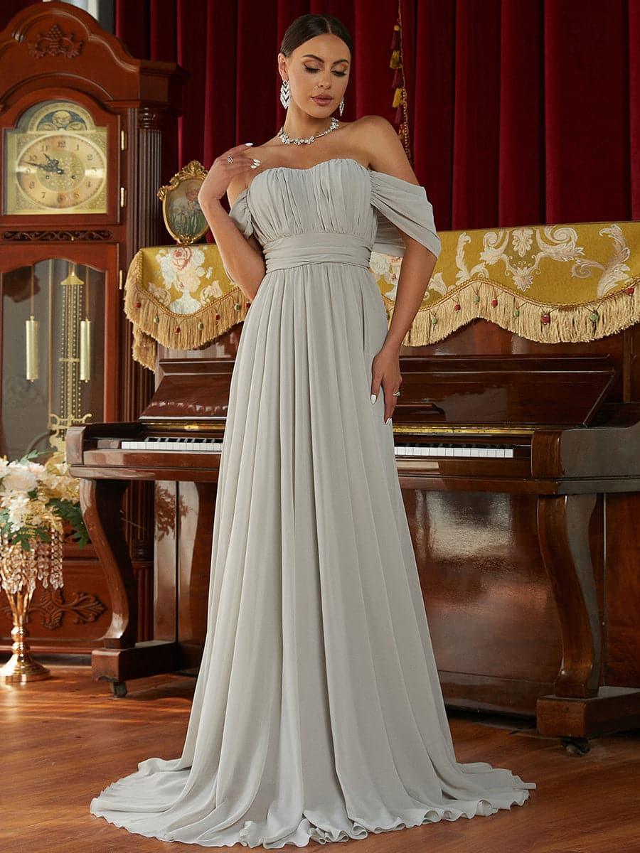Aftenkjole med rynkete off shoulder RJ10007
