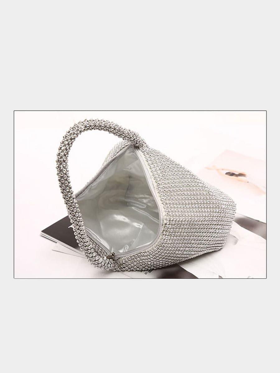 Pedra incrustada Banquete Party Sac à main Pochette Argent MNBF064