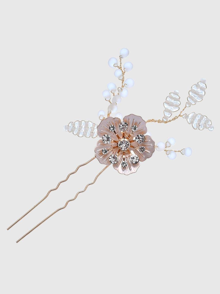 Tiara de casamento com pedra incrustada de flores MTS0004