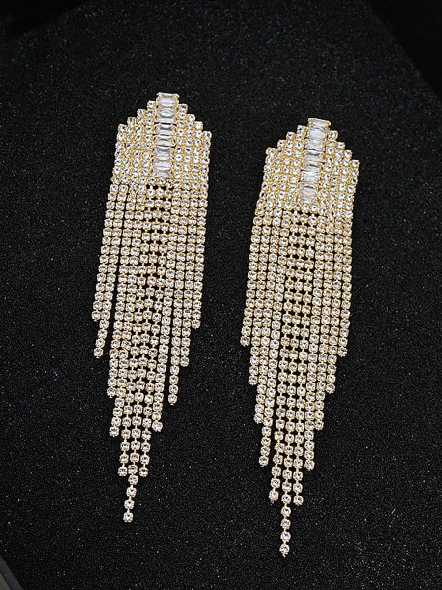 MSE101046 Brincos de borla com zircão cintilante e strass