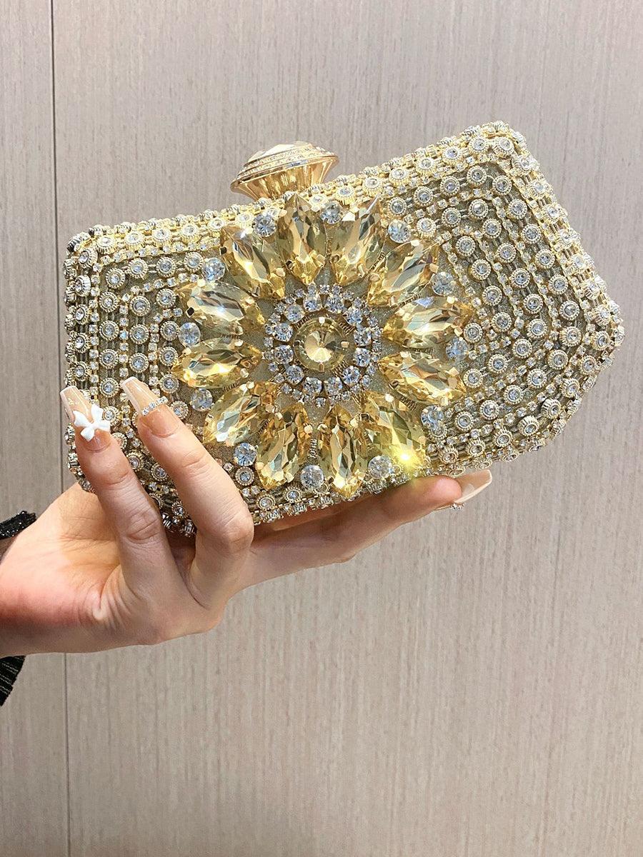 Luksuriøs clutch i gull med diamantbelegg MNBF103