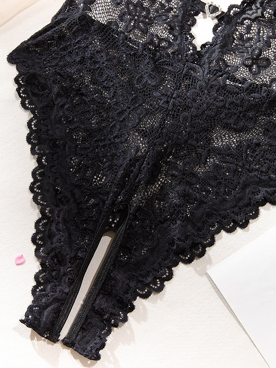 Sexy Cutout Backless Mesh Lace Teddy MSL073