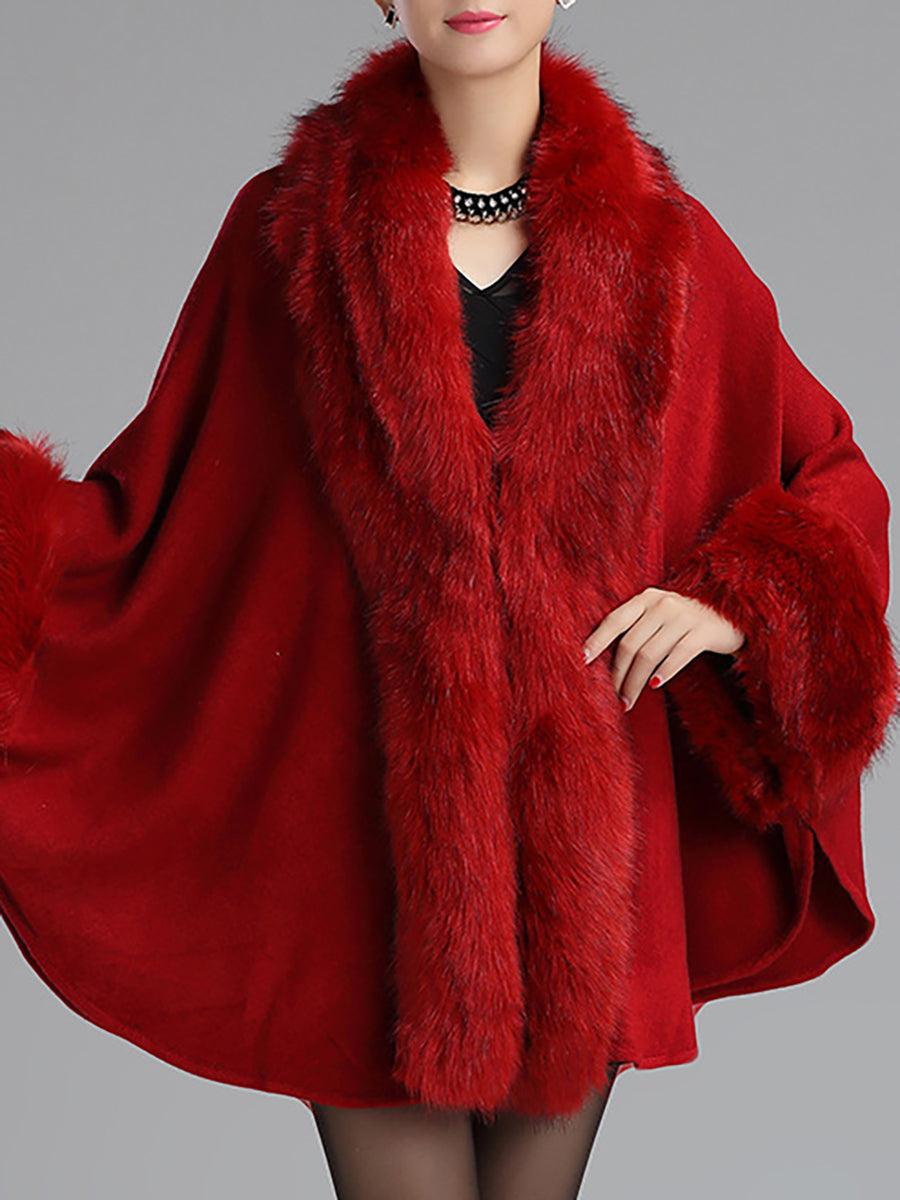 Loose Large Faux Fur Strikket Cardigan Cape MSF031