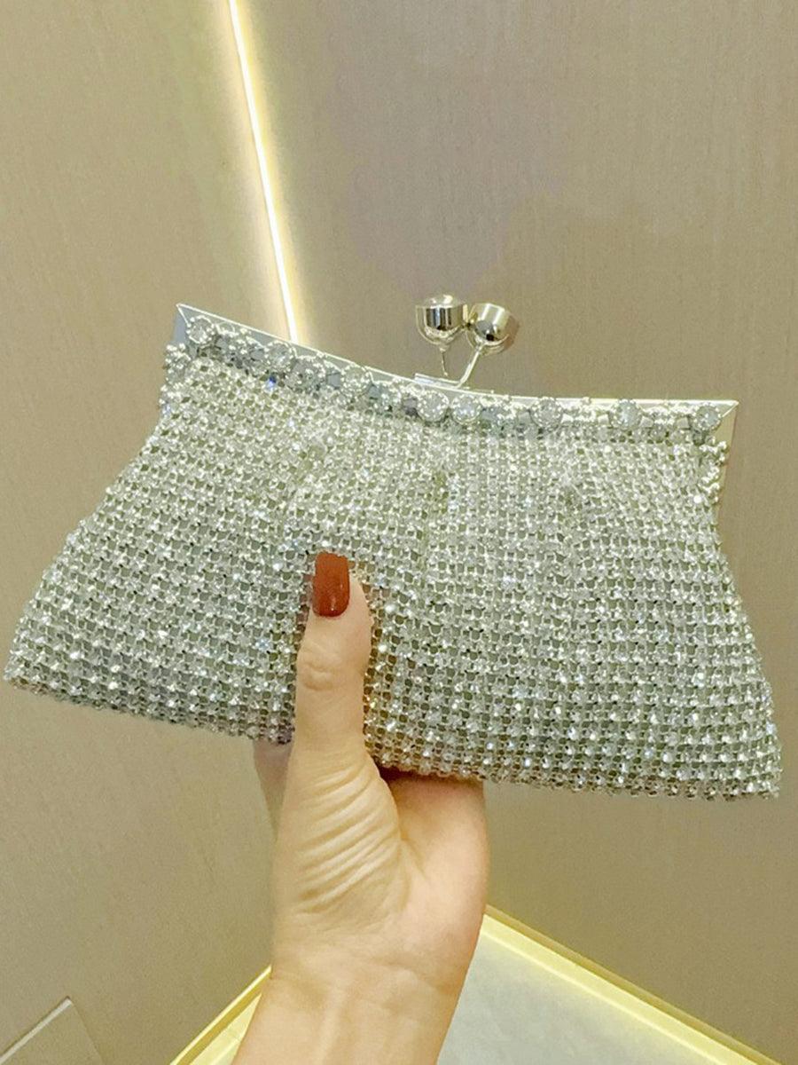 Luksuriøs plisseret clutch med rhinsten MNBF107