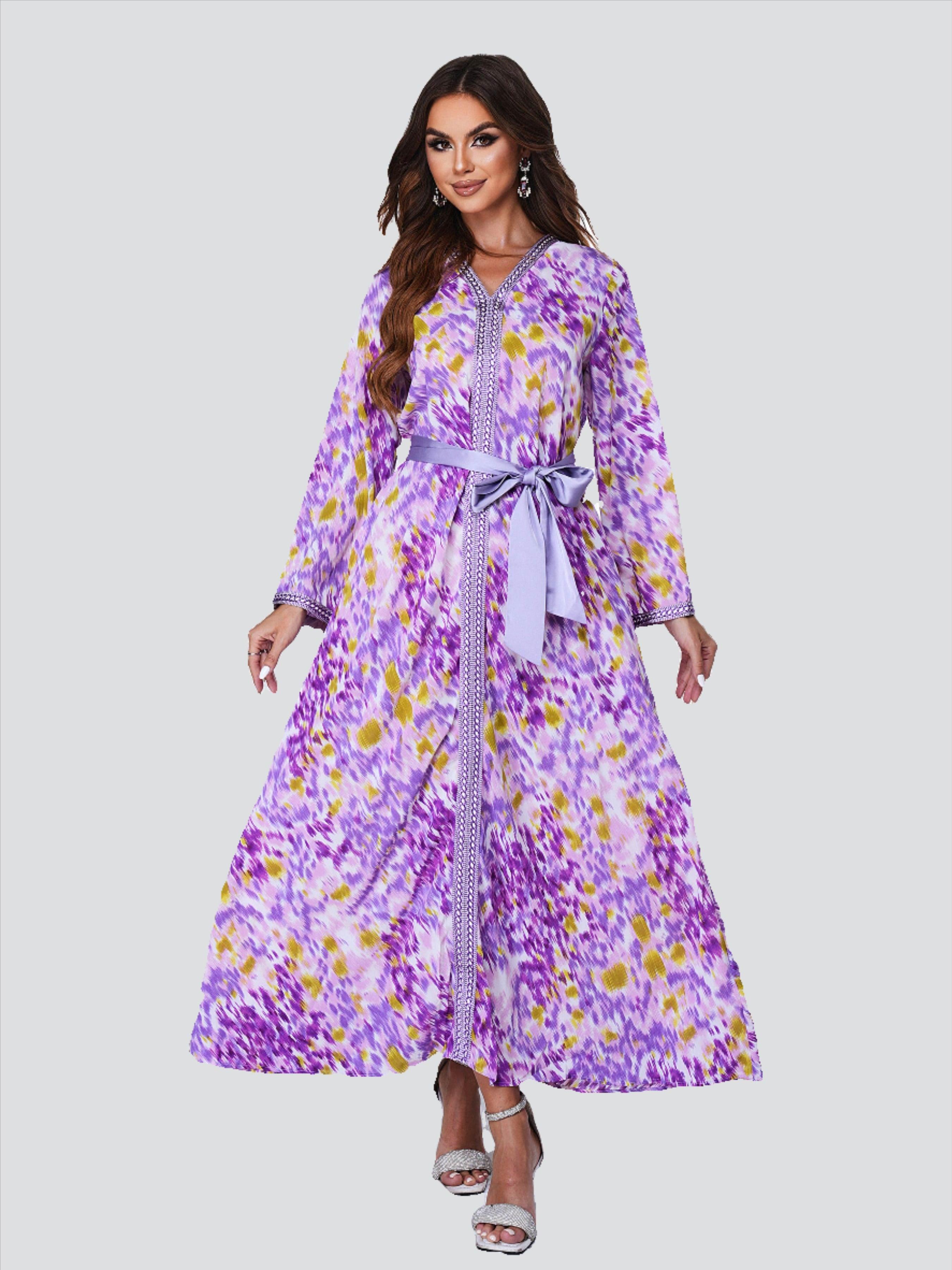 Tie-dye langærmet løs kjole ME00179