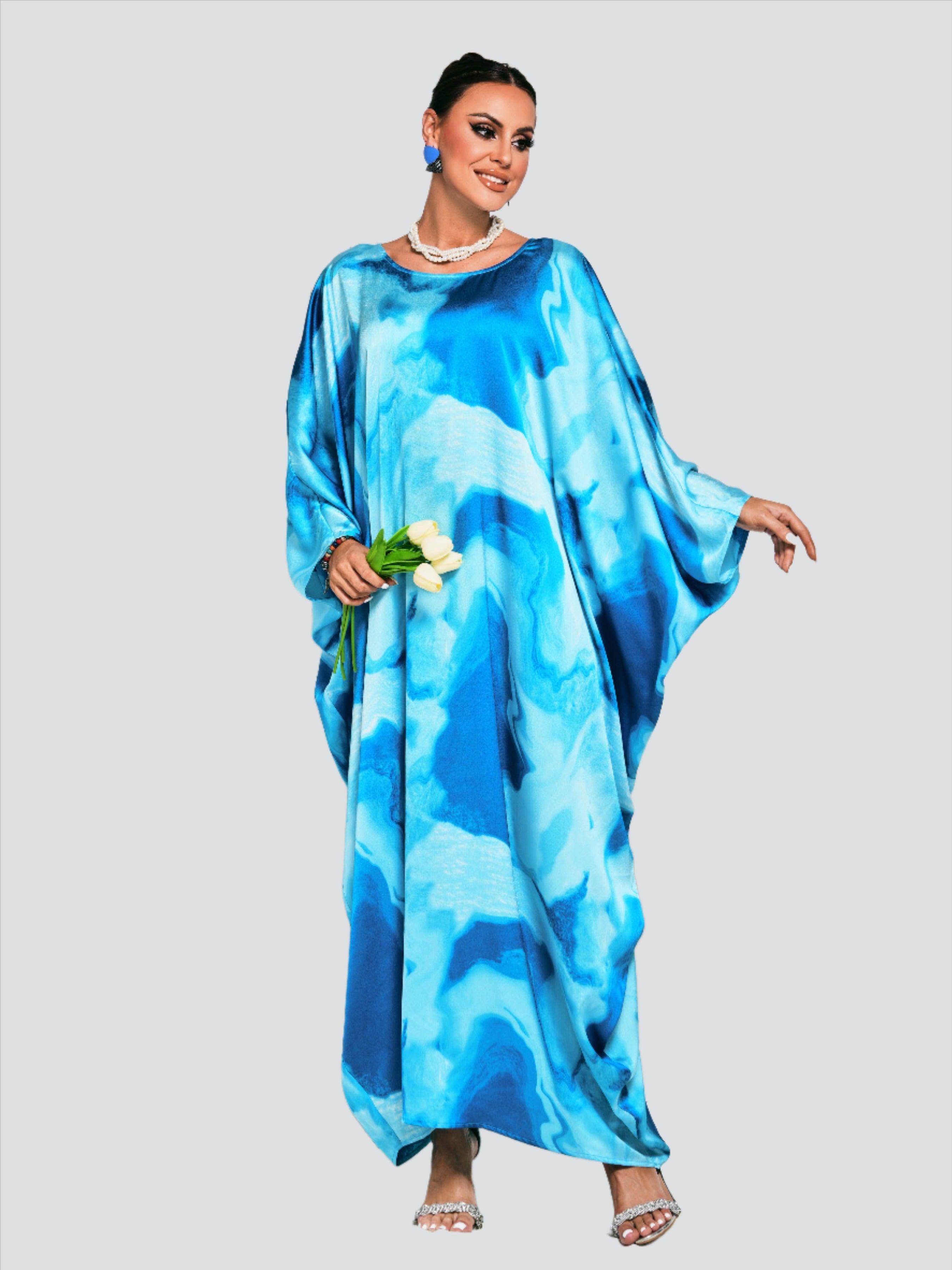 Cocoon flaggermusermet kjole i tie-dye-farge ME00171