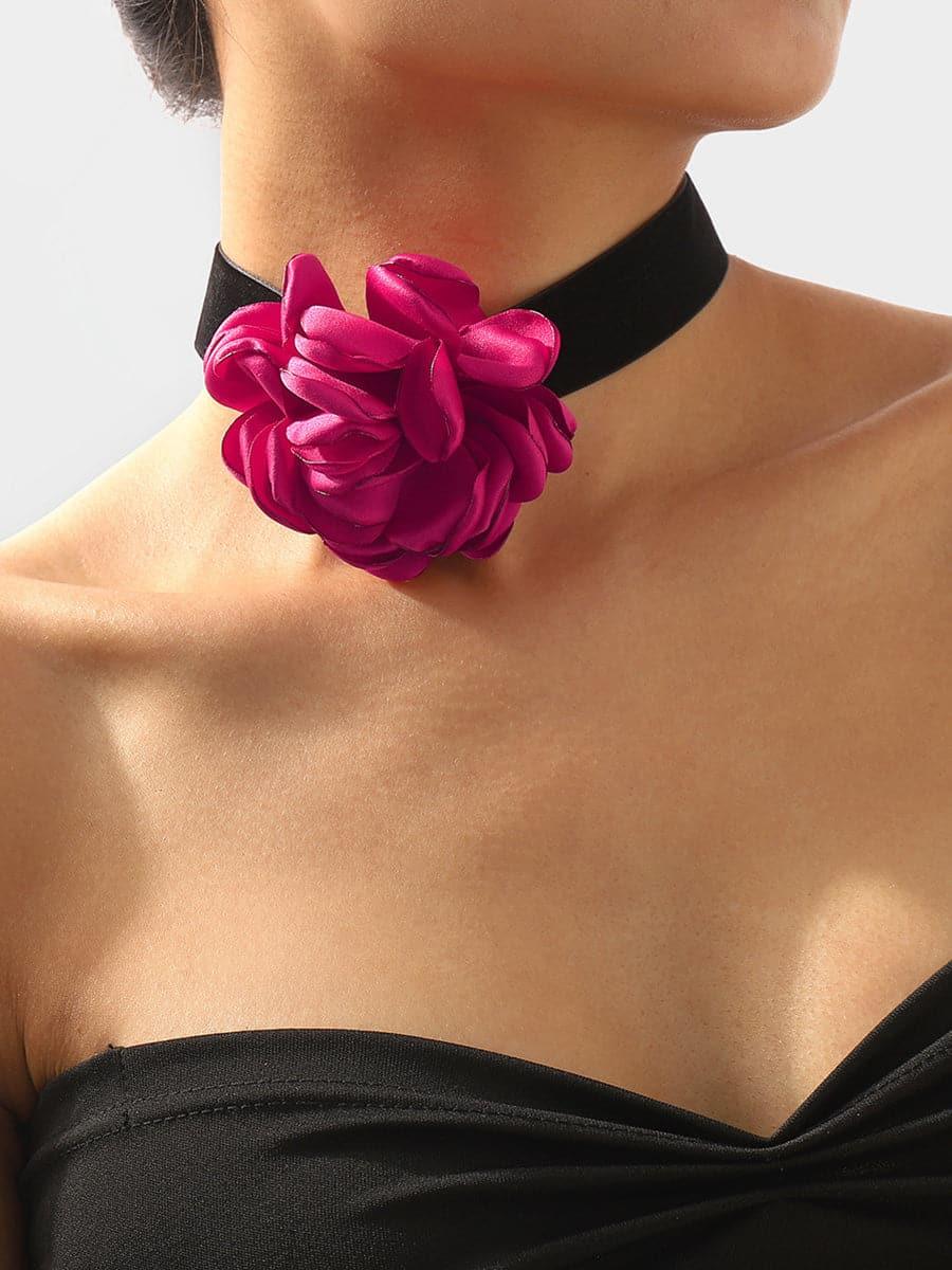 Collier ras du cou à fleurs en rosette de style chic MSE00167