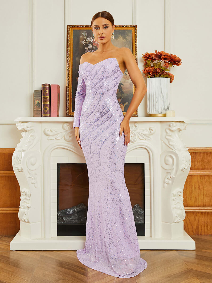 One Shoulder Sequin Mermaid Aftenkjole RM20449