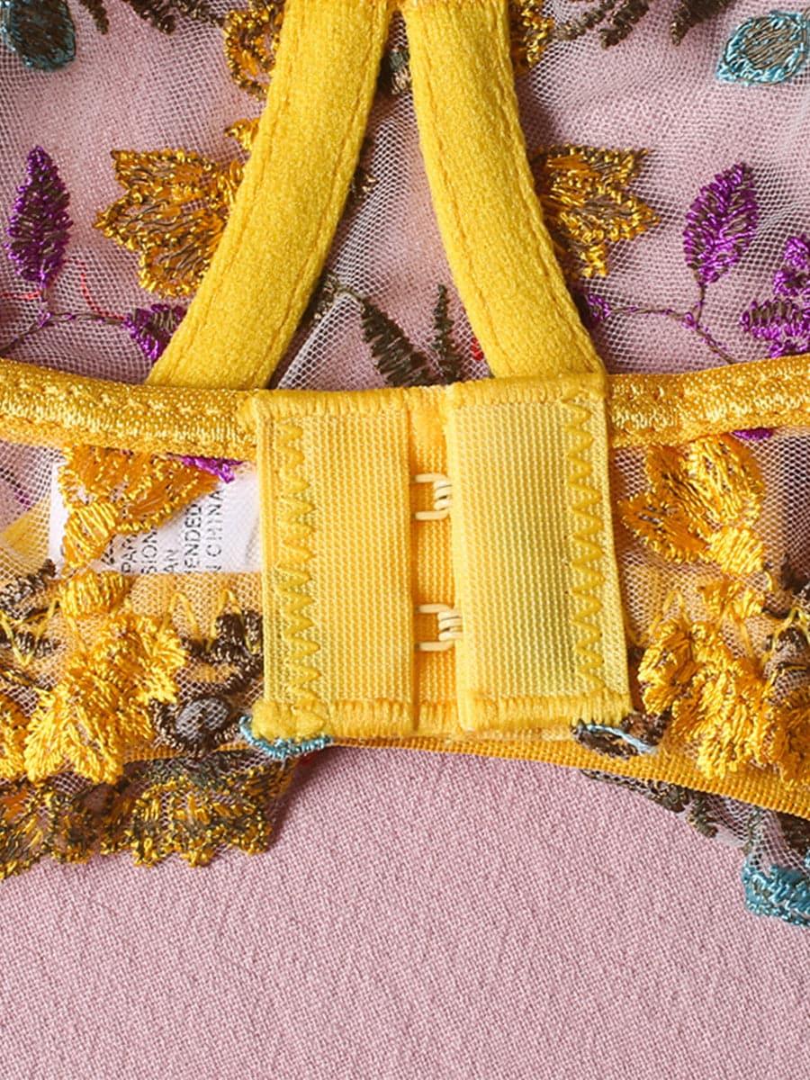 Blomstret brodé Sexy undertøy ensemble MSL010