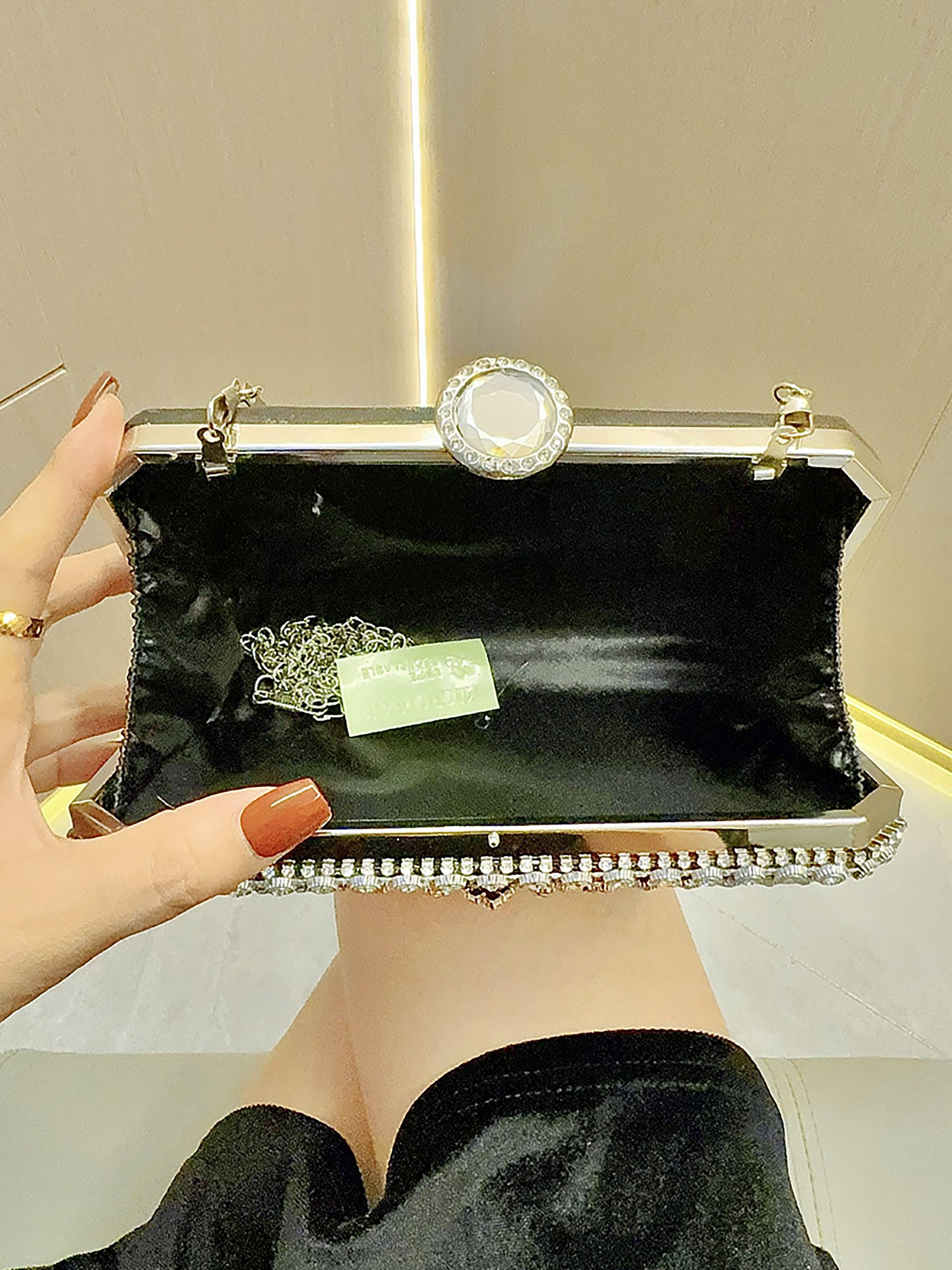 Bolsa de mão para casamento com strass e flores MNBF040