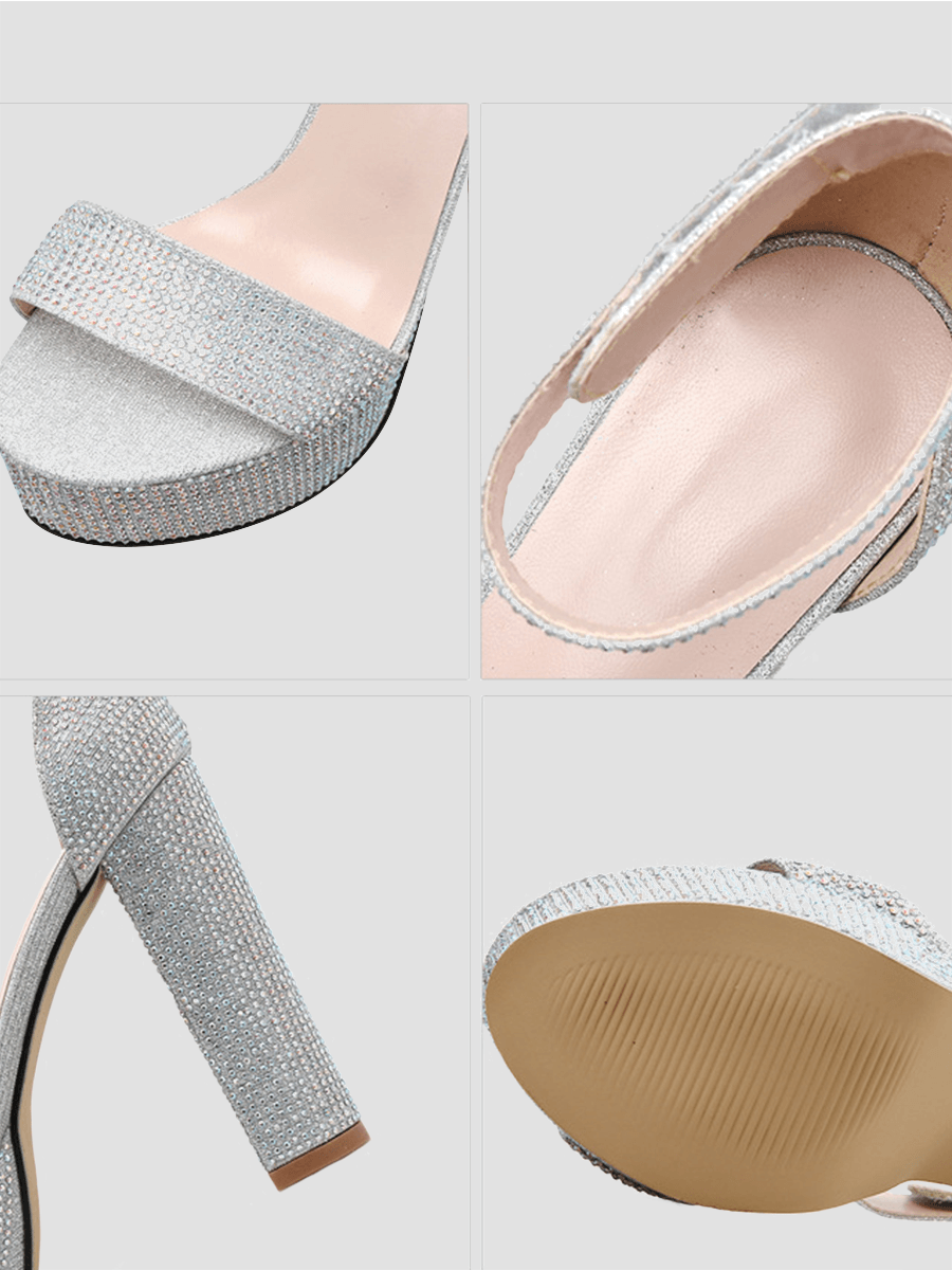 Chunky sandaler med høj hæl og rhinsten MHE1031