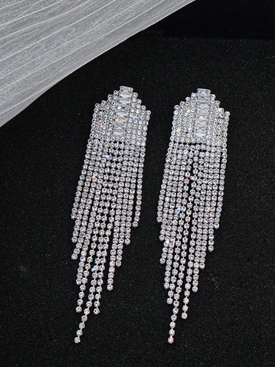 MSE101046 Brincos de borla com zircão cintilante e strass