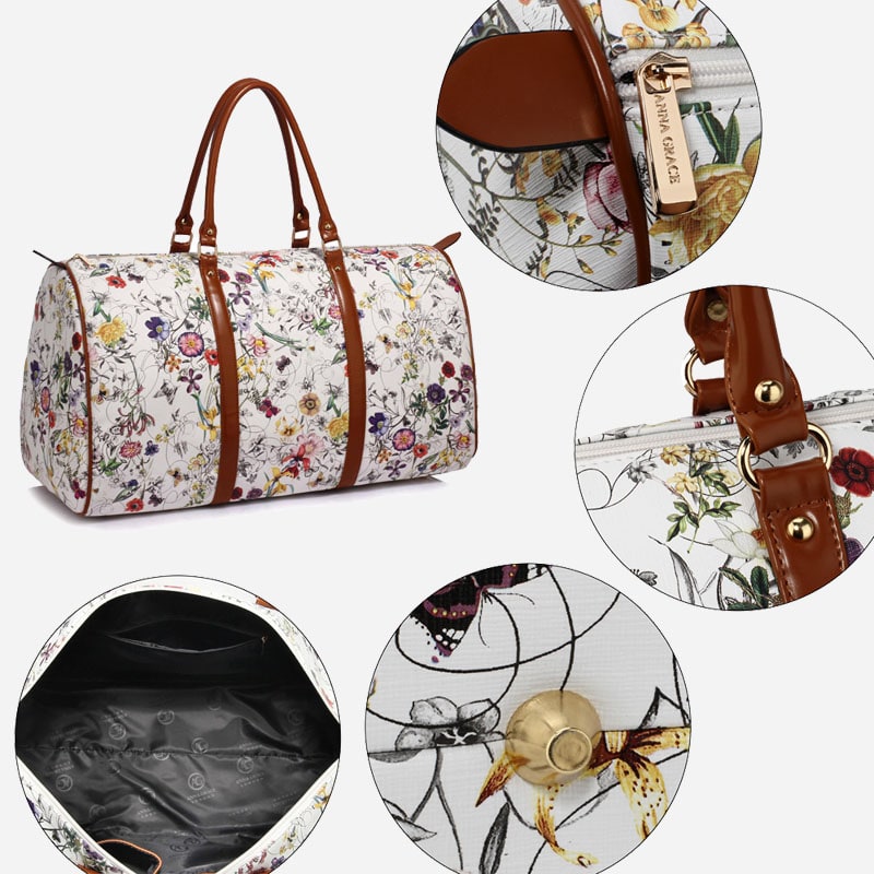 Bolsa de viaje de lona con estampado floral