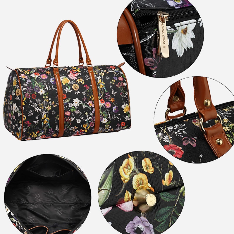 Bolsa de viaje de lona con estampado floral