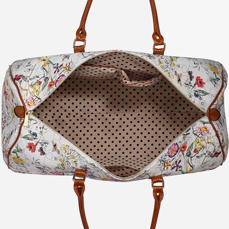 Bolsa de viaje de lona con estampado floral