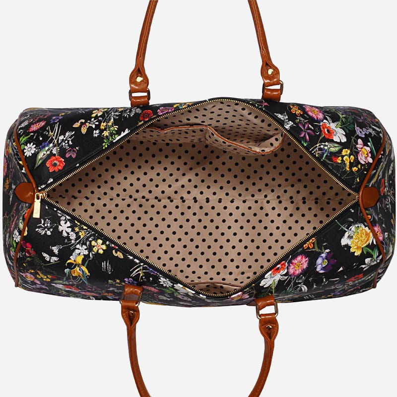 Bolsa de viaje de lona con estampado floral