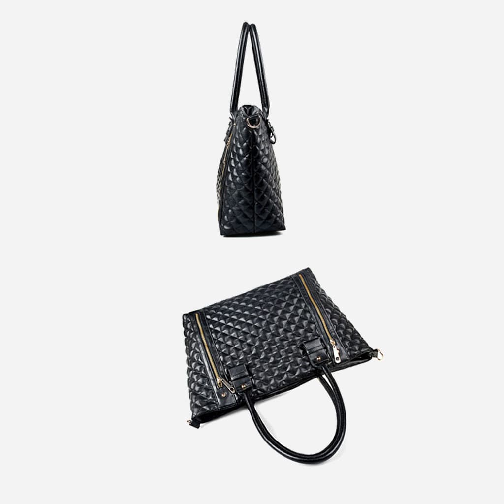 Bolso tote de piel acolchada negra