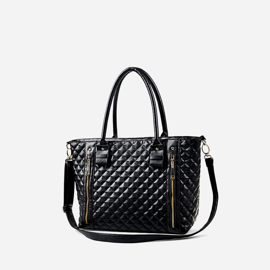 Bolso tote de piel acolchada negra